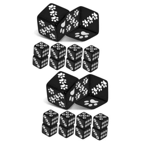 KOMBIUDA 20 STK Bärentatzen-punktwürfel Zubehör Für Spiel Würfel Brettspiel-Tool Kleine Würfel Würfelspielspielzeug 16mm Würfel Farbige Würfel Unterhaltungswürfel Partywürfel Harz Black von KOMBIUDA