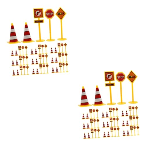 KOMBIUDA 20 Sets Schilderdekoration Mini Spielzeug Miniatur Dekoration Spielzeug Verkehrszeichen Spielzeugornament Ampel Spielzeug Verkehrsschilder Ampel Kuchendekoration von KOMBIUDA