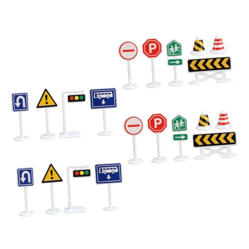 KOMBIUDA 20 Stück Mikro Verkehrszeichen Straßenschilder Straßenschilder Mini Verkehrszeichen Spielzeug Für Kinder Straßenschilder Spielset Mini Verkehrskegel Ampellampe von KOMBIUDA