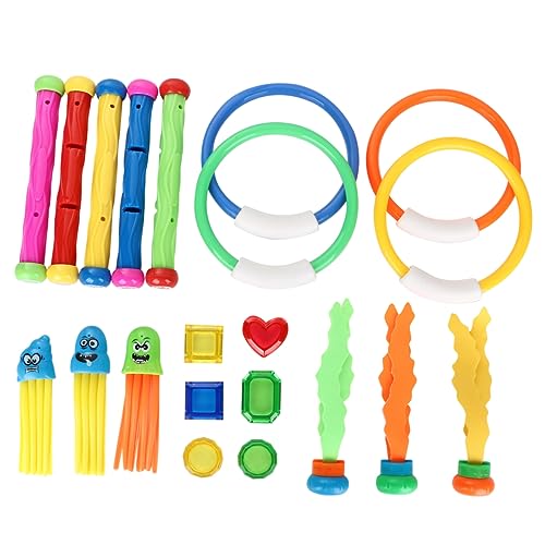 KOMBIUDA 21 Stücke Tauchen Sticks Set Für Algen Tauchen Ring Und Oktopus Für Anfänger Buntes Wasserspielzeug Für Pool Und Schwimmbad Ideal Für Outdoor Spaß von KOMBIUDA