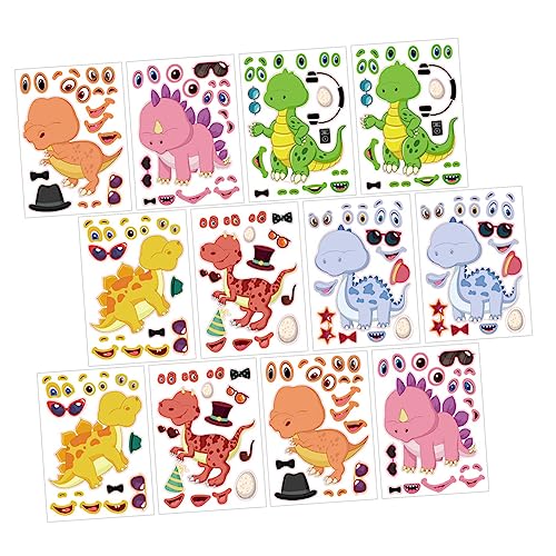 KOMBIUDA 24St Dinosaurier-Puzzle-Aufkleber Dinosaurier-Wandaufkleber Dinosaurier-Bastelaufkleber Kinder bastelset Kinder geburtstagsdeko Ozeanaufkleber Puzzlematte DIY-Gesichtsaufkleber von KOMBIUDA