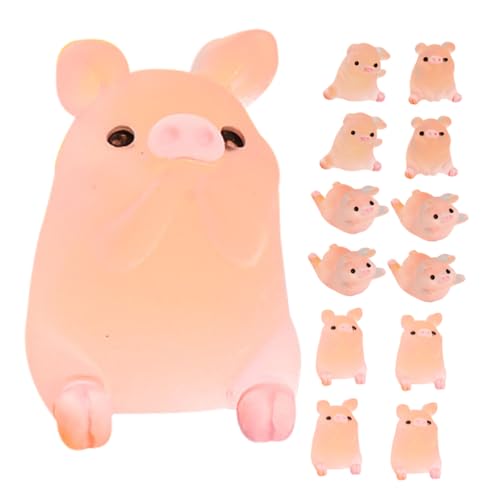 KOMBIUDA 25st Schweinchenpuppe Mini- -dekor Mini-tierfiguren Cartoon-tierfiguren Mikrolandschafts-schweinedekore Mikrolandschaft Minischweine Mini-schweinfiguren-dekor Harz Rosa von KOMBIUDA