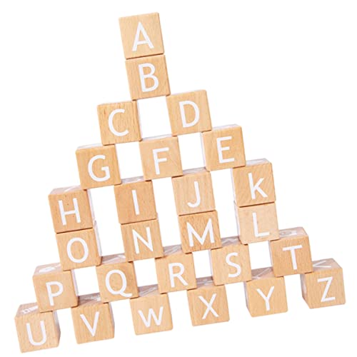 KOMBIUDA 26 Stück Alphabetblöcke Lernspielzeug Für Holzbuchstaben Groß Buchstaben Buchstabenlernspielzeug Lernblock Aus Holz Buchstabenspielzeug Für Khaki Hölzern von KOMBIUDA