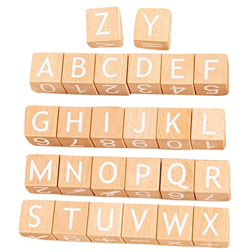 KOMBIUDA 26st Alphabetblöcke Alphabet-Spielzeug Lernspielzeug Für Kinder Zahlenspielzeug Kinderspielzeug Spielzeuge Buchstaben Spielzeug Frühpädagogisches Spielzeug Bausteine Hölzern von KOMBIUDA