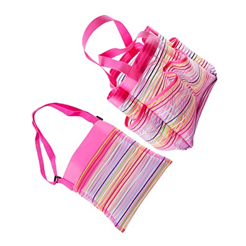 KOMBIUDA 2St Badezimmer-Aufbewahrung Tasche Badespielzeug große Tasche Schalentaschen kiddibuzz hürden Kinder Bunte Mesh-Strandtaschen Strandtasche aus Mesh Netztasche mit Oxford-Tuch Rosy von KOMBIUDA