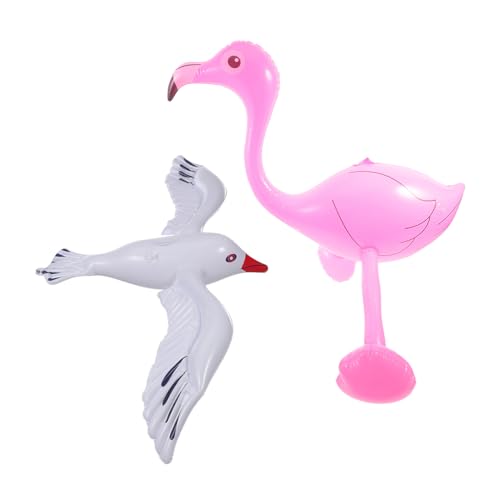 KOMBIUDA 2St Ballon Flamingo hängt Aufblasbare Stranddekoration Möwen in die Luft jagen Flamingo bläst sich auf Wasserspielzeug Poolspielzeug Bademöwenspielzeug aufblasbarer Vogel Gummi von KOMBIUDA