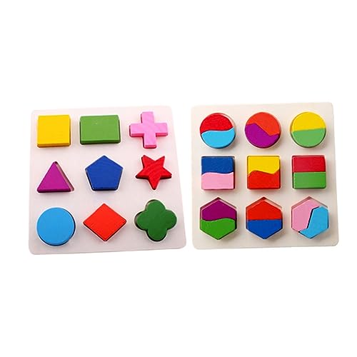 KOMBIUDA 2St Geometrie-Puzzle Puzzle rätsel holzspielsachen Educational Toys zabawki stymulujące rozwój Geometrietafel Hölzern von KOMBIUDA