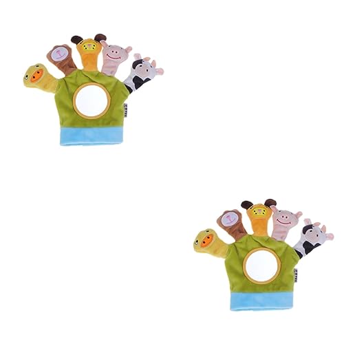 KOMBIUDA 2St Handpuppe -Handhandschuhe Plüsch-Fingerpuppen Kinder Fingerpuppen Plüschtierpuppen Märchenpuppe Animal-Design weihachtsdeko Newborn plushible snugible Spielzeug Green von KOMBIUDA