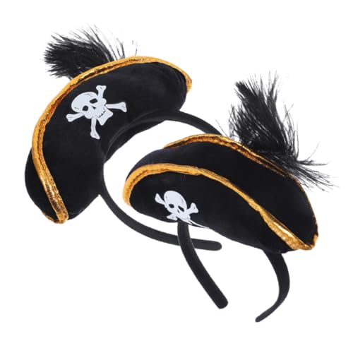 KOMBIUDA 2St -Hut-Stirnband Piratenkostüm für Kinder Kopfschmuck Hüte Kostüme halloween haarschmuck halloween hair accessories Party-Cosplay-Accessoires Stirnband Vlies Black von KOMBIUDA