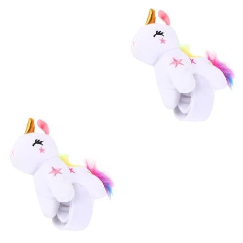 KOMBIUDA 2St Slap-Armband gefülltes Einhorn-Spielzeug Einhorn-Slap-Ringe Kinderarmbänder Hase tragen Handgelenkband Spielzeug-Armband Animal-Slap-Armbänder Schlagbänder PP Baumwolle Weiß von KOMBIUDA