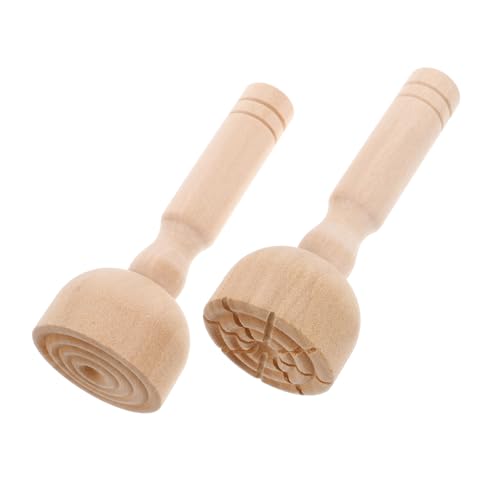 KOMBIUDA 2St Ton Form Holzstempel Knetmasse Formen modellierwerkzeug Modellieren mit Ton Knete Stempel Holzgriff Holzstichelgriff Knetmuster-Stempel aus Holz Ton-Design-Stempel Light Brown von KOMBIUDA