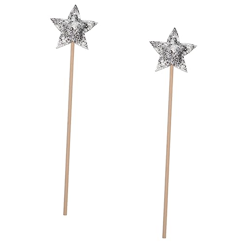 KOMBIUDA 2St Zauberstab Fairy Wand Party zubehör Kinderparty Zubehör Toys for kinderknallzeug Feen Mädchen Stern Zauberstäbe Glitzersterne Zauberstäbe Stoff Silver von KOMBIUDA