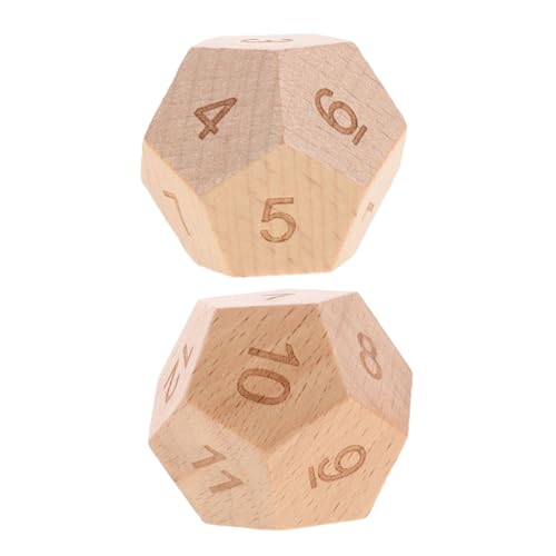 KOMBIUDA 2er-Set 12 Mathe-würfel Polyederwürfel Aus Holz Einfache Holzwürfel Rasenwürfel Aus Holz Würfelwürfel Ursache-wirkungs-Spielzeug Für Vorschulkinder DND-würfel Aus Holz Hölzern von KOMBIUDA