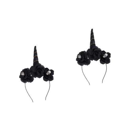 KOMBIUDA 2st Einhorn Stirnband Tiara Für Mädchen Stirnbänder Für Perücken Haarbänder Für Mädchen Einhorn- Halloween-kostüm-stirnband Halloween-haarband Halloween-party-requisiten Black von KOMBIUDA