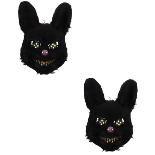 KOMBIUDA 2st Hasenmaske Mantel Halloween-dämonenmasken Horror-tiermaske Hase Gesichtsmaske -cosplay-maske Mardis-maske Aufblasbares Kostüm Süßer Zeichentrickfilm Maskerade Black Plüsch von KOMBIUDA