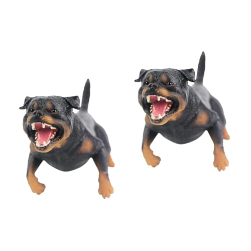 KOMBIUDA 2st Hundeschmuck Hundemodell Für Kinder Hundespielzeug Hundedekorationen Rottweiler-statuenfigur Hundefiguren Tierdekor Spielzeug-hundezubehör Stehende Hundestatue Plastik Black von KOMBIUDA