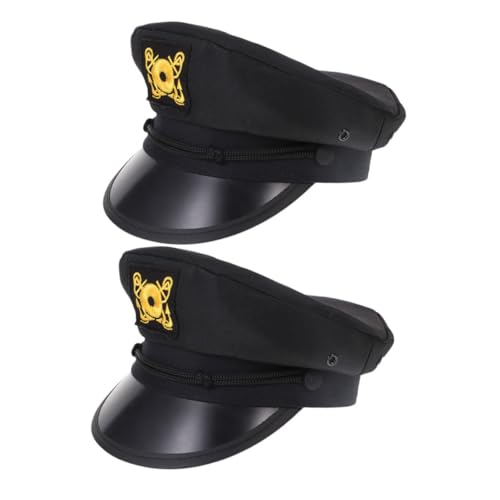 KOMBIUDA 2st Hut Cosplay Matrosenmütze Kapitänsmütze Für Herren Zum Bootfahren Kapitänsmütze Matrosenkostüm Boots-Matrosen-kostüm Bootshüte Kapitänsmützen Für Erwachsene Black Polyester von KOMBIUDA