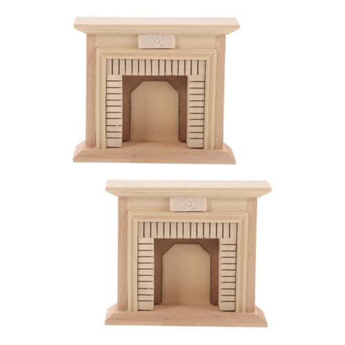 KOMBIUDA 2st Kamin Im Puppenhaus Simulierter Kamin Kaminspielzeug Miniaturmodelllandschaft 1 Puppenhauszubehör Im Maßstab 12 Mini-hausmöbel Miniatur-Kamin-Requisite Beige Hölzern von KOMBIUDA