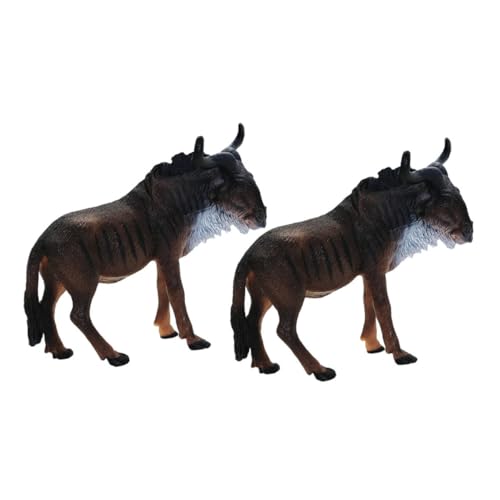 KOMBIUDA 2st Kognitives Spielzeug Für Kinder Mini-gnus-sammlerstück Mini-tierfiguren Gefälschtes Realistisches Gnusspielzeug Nachbildung Eines Afrikanischen Gnus Gnus-sammelfigur PVC von KOMBIUDA