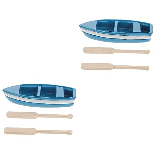 KOMBIUDA 2st Mikrolandschaftsornament Mini-Boot-Figur Zubehör Für Angelboote Bootsmodell Für Zuhause, Dekorativ Boot Figur -Strand-Mini-Dekorationen Paddel Aquarienboot Blue Hölzern von KOMBIUDA