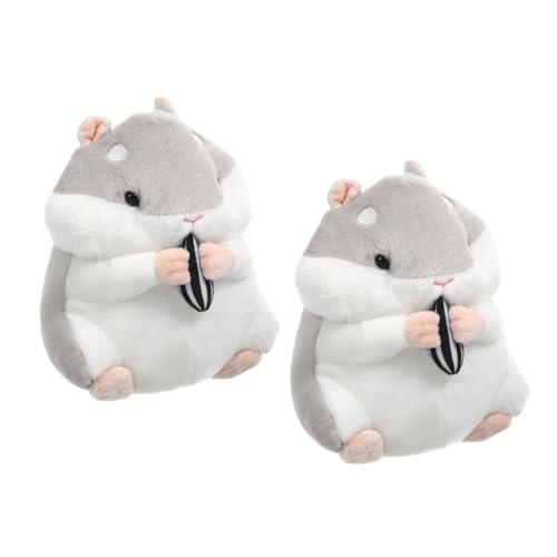 KOMBIUDA 2st Plüschspielzeug Für Kinder Flauschige Tierpuppe Ausgestopftes Hamsterspielzeug Hamster Stofftier -Hamster Plüschpuppe Tiere Plüschpuppe Hamsterplüsch Pp Baumwolle Grey von KOMBIUDA