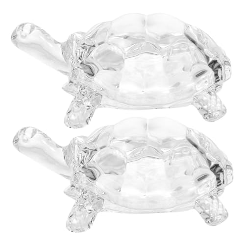 KOMBIUDA 2st Schildkröten-Ornamente Tierstatue Schildkrötenstatue Realistisches Schildkrötenmodell Miniatur-schildkröten Schildkrötenskulptur Glasfiguren Gewöhnliches Glas Transparent von KOMBIUDA