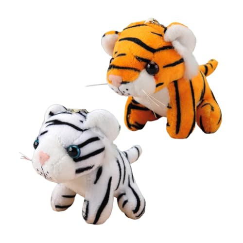 KOMBIUDA 2st Schlüsselanhänger Anhänger Simulation Tiger Anhänger Taschenanhänger in Tigerform Tigerförmige Hängepuppen Schöner Anhänger Bündig Hängende Verzierung Plüsch von KOMBIUDA