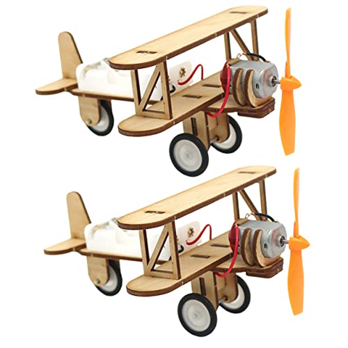 KOMBIUDA 2st Simulierte Modellierverzierung Puzzle Bausätze Auto Hand Geworfenes Segelflugzeug Dekoratives Spielzeugmodell Münze Roboter Steuerflugzeug-bausatz Kleinkindspielzeug DIY Holz von KOMBIUDA