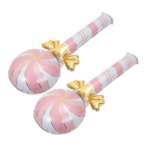 KOMBIUDA 2st Zuckerstangenballons Folienballon Tischballonständer-kit Ballonbogen Blaue Lutscher Aufblasbares Weihnachtsspielzeug Lutscher Weihnachten Party-ballon- Aluminiumfolie Rosa von KOMBIUDA