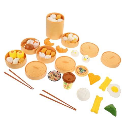 KOMBIUDA 3 Dampfbrötchen-Set Kinderküche Sensory Play Besteckset Geschirrset Vorgetäuscht Essen Spielset Plastik Colorful von KOMBIUDA