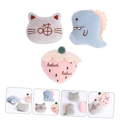 KOMBIUDA 3 STK Plüschpuppe zahnspielzeug für kätzchen Beiß interaktives katzenspielzeug Plush Toy Katzenzähne knirschende Puppen Kuscheltiere für Katzen kurzer Plüsch Colorful von KOMBIUDA