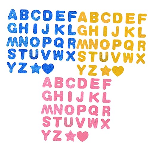 KOMBIUDA 3 Sätze Bildungsabziehbild funkelnder Aufkleber Glitzer-Alphabet-Aufkleber Buchstabenaufkleber Aufkleber nach Zahlen kinderzimmerdeko Room Decoration Früherziehungsbedarf von KOMBIUDA