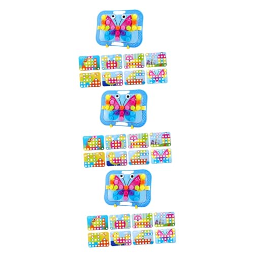 KOMBIUDA 3 Sätze DIY-Puzzle-Spielzeug Kinder holzspielzeug für Kinder Stapelspielzeug für Kleinkinder Kinderspielzeug Kleinkind-Puzzle Kleinkindspielzeug Pilz-Nagelpuzzle von KOMBIUDA