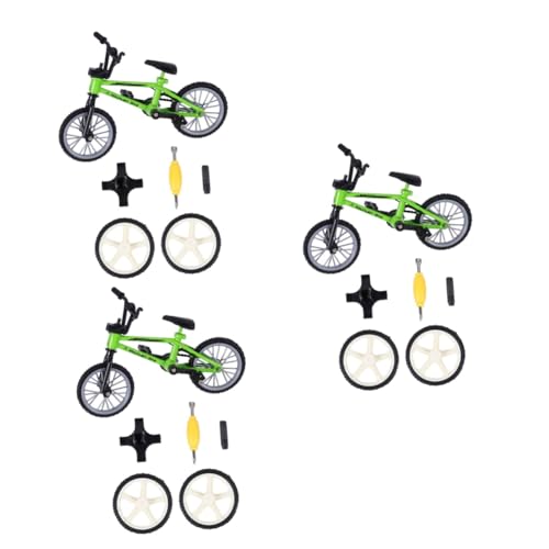 KOMBIUDA 3 Sätze Fingerrad Simulationsrad Mini-MTB Gehirnspielzeug Mini-Finger Spielzeug für Kinder Finger Fahrrad Desktop-Bike Fingerfahrräder Aluminiumlegierung Green von KOMBIUDA