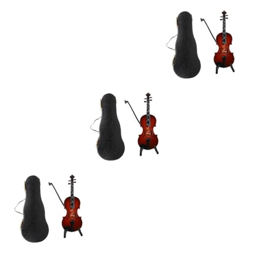 KOMBIUDA 3 Sätze Geigenmodell Kreative Mini-Geige Mini-instrumentenschmuck Miniatur-szenenmöbel Geigenornament Musikspielzeug Miniatur-geigenspielzeug Musikinstrumentenskulptur Dekor Linde von KOMBIUDA