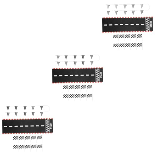 KOMBIUDA 3 Sätze Rennstreckendekoration Kleine Fähnchen Auf Stöcken Rennwagen-partydekorationen Checkered Flag Partyzubehör Rennflaggen Rennwagen-Flagge Zielflaggenbanner Renndekor Stoff von KOMBIUDA