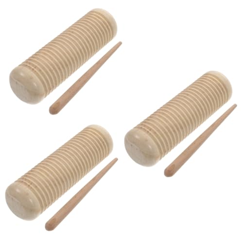 KOMBIUDA 3 Sätze Sandkasten Musikinstrumente für Kinder Shaker-Musikinstrument Lernspielzeug Guiro-Shaker-Instrument Kinderspielzeug Musikspielzeug für Kinder Tamburin für Kinder hölzern von KOMBIUDA