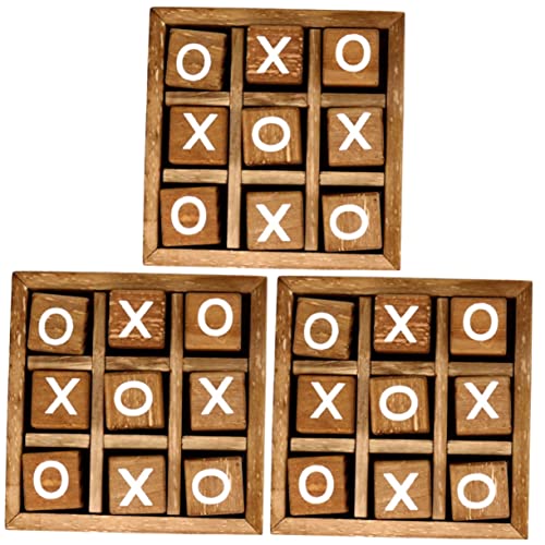 KOMBIUDA 3 Sätze xo Schach Kinderspielzeug interaktives Spielzeug Kinder holzspielzeug Family Game Puzzle großes Schachbrett schlüsselbrett Holz holzplatten Xo-Brettspiele xo-Spiel Coffee von KOMBIUDA