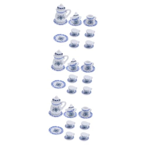 KOMBIUDA 3 Sets Mini Teeservice Aus Keramik Miniatur Teetasse Spielzeug Küchenzubehör 1/12 Puppenhaus Zubehör Puppenhaus Küchenzubehör Mini Miniatur Teekessel Blaue von KOMBIUDA