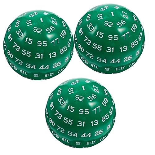 KOMBIUDA 3 Stück 100 100-seitiger Würfel Tischspielwürfel Brettspiele Würfel tragbare Partywürfel d100 runde Würfel spielewürfel Requisiten für Brettspiele mehrseitige Würfel Acryl Green von KOMBIUDA