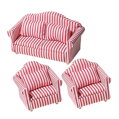 KOMBIUDA 3 Stück Miniatur Sessel Möbel Baumwollstoff Möbel Streifen Miniatur Sofa Spielzeug Miniatur Sessel Figur Dorf Hu Tongmu von KOMBIUDA