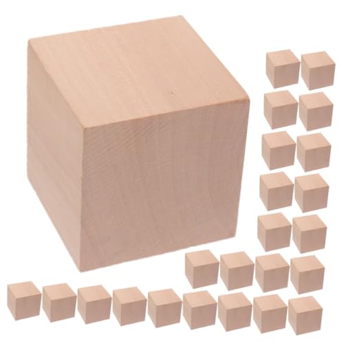 KOMBIUDA 30St Holzblockmodell Holzbausteine leerer quadratischer Holzwürfel Leere Holzwürfel natürliche Holzklötze unfertige Holzblöcke für das Handwerk Holzwürfeldekoration hölzern Khaki von KOMBIUDA