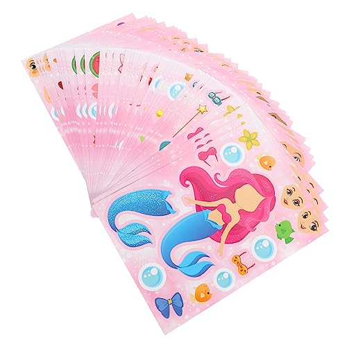 KOMBIUDA 32 Blatt scheckheft scrapbbok verkleidung stickern Stickers The Mermaid Meerjungfrau-Cartoon-Aufkleber Sommeraufkleber Selbstklebende Meerjungfrauenaufkleber Bastelmaterial Papier von KOMBIUDA