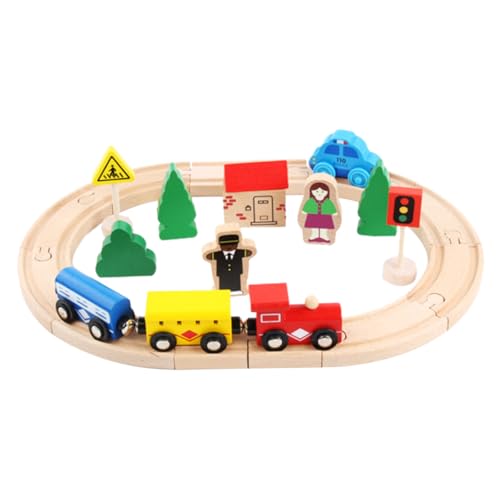 KOMBIUDA Pädagogisches Holzspielzeug 32-teiliges Puzzle Eisenbahnset Kinder Puzzle Spielzeug Glatte Cartoons Kognitive von KOMBIUDA