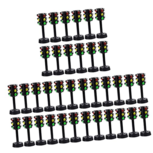 KOMBIUDA 36 STK Ampelmodell Mini-ampel Signallampe Spielzeug Künstliche Verkehrszeichen Verkehrszeichen-spielset Mini-bremslicht-Spielzeug Ampeln Für Kinder Ampellampe Signallicht Black Abs von KOMBIUDA