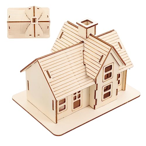 KOMBIUDA Hauspuzzle-bausatz Zusammenbauen 3D-holzpuzzle Modellhaus-bausatz Miniaturszene Für Erwachsene von KOMBIUDA