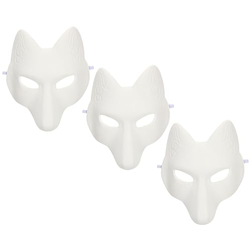 KOMBIUDA 3St Abschlussball Regenmaske pelziger Fursuit Katzen- - Schreimaske halloween costume halloween kleidung Cosplay-Fuchsmasken Cosplay-DIY-Masken Pu Weiß von KOMBIUDA