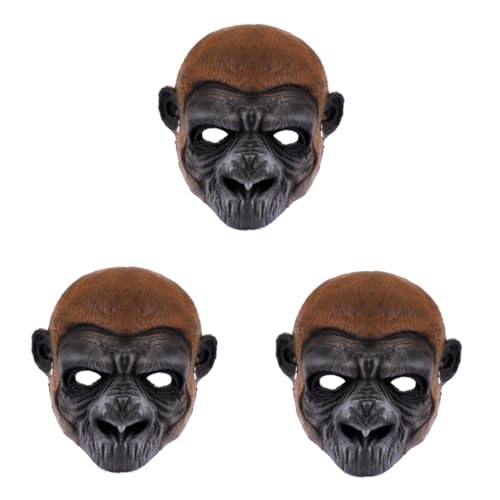 KOMBIUDA 3St Halloween-Maske halloween masken affenmaske hallowen masks faschingsmasken halloween masks tierische Tierkopfmaske Halloween-Cosplay-Maske Pu-Tier Kostüm Maske von KOMBIUDA