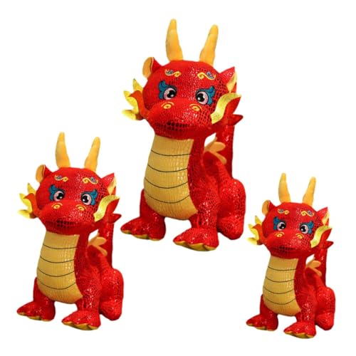 KOMBIUDA 3St Jahr der Drachen-Maskottchen-Puppe Stofftier Bär Frau Puppe Monster drachenfiguren Drachen Kuscheltier Drache gefülltes Puppenspielzeug Chinesisches Neujahrsdrachenspielzeug von KOMBIUDA