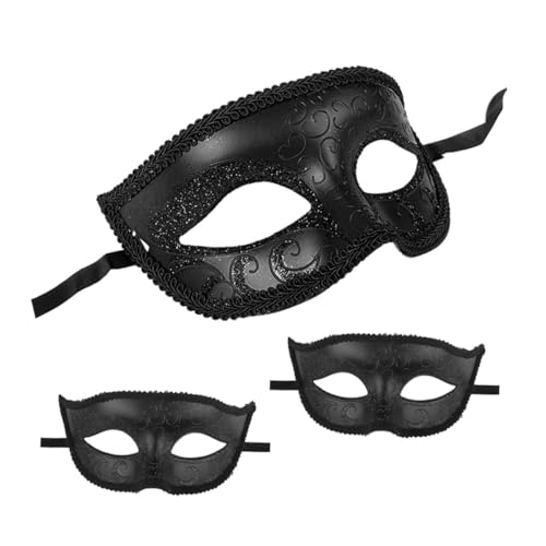 KOMBIUDA Maske Halloween Venezianische Maske Für Paare 3st Maske Spaß Cosplay-requisiten Tanzparty-requisite Halloween-zubehör Abs Black von KOMBIUDA